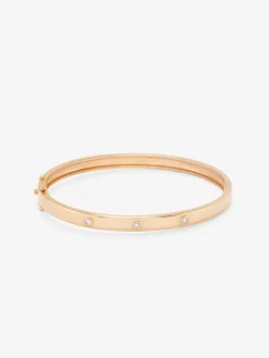 Pulsera r&iacute;gida de oro rosa de 18K con diamantes blancos en talla brillante de 0,13 cts