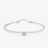 Pulsera r&iacute;gida de oro blanco de 18K con 11 diamantes en talla brillante con un total de 0,2 cts