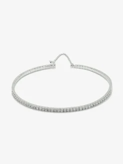 Pulsera r&iacute;gida de oro blanco de 18K con 42 diamantes en talla brillante con un total de 0,71 cts