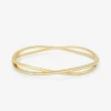 Pulsera r&iacute;gida de oro amarillo de 18K con diamantes blancos en talla brillante de 0,74 cts