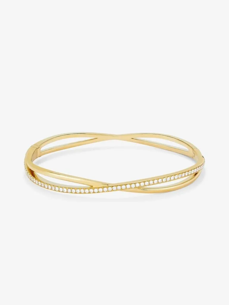 Pulsera rígida de oro amarillo de 18K con diamantes blancos en talla brillante de 0,74 cts