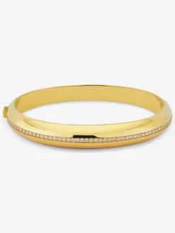 Pulsera r&iacute;gida de oro amarillo de 18K con pavé de diamantes en talla brillante