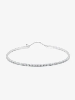 Pulsera r&iacute;gida de oro blanco de 18K con diamantes blancos en talla brillante de 0,39 cts