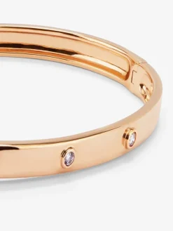 Pulsera r&iacute;gida de oro rosa de 18K con diamantes blancos en talla brillante de 0,13 cts
