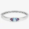 Pulsera r&iacute;gida de plata 925 con topacio y amatistas