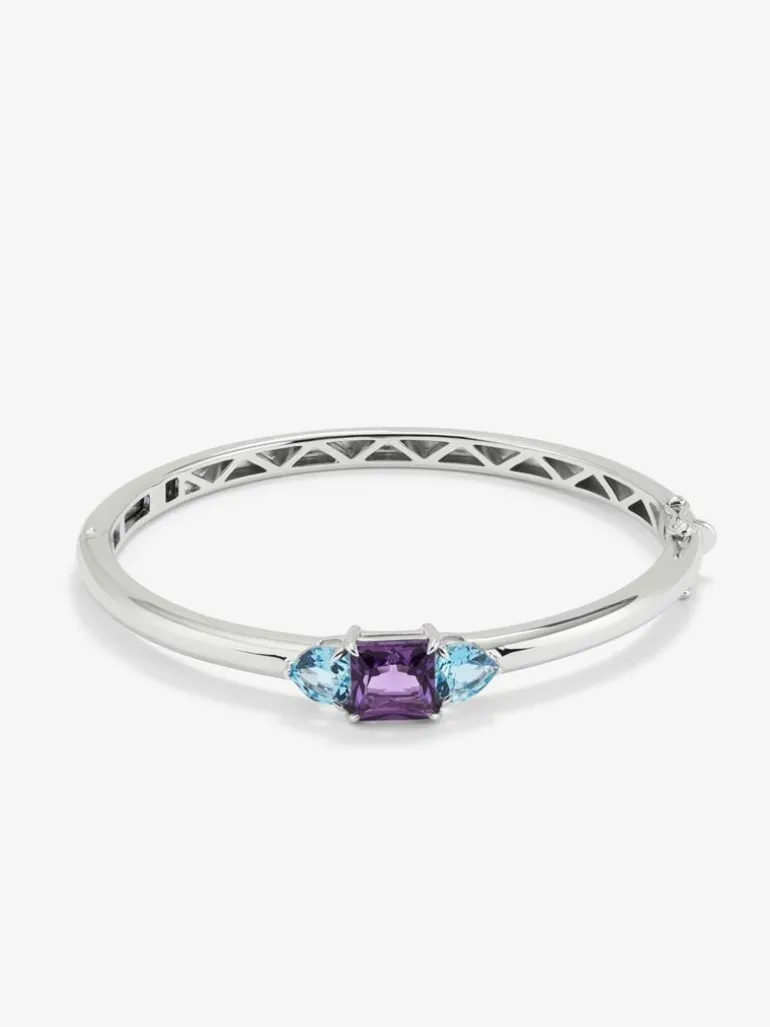 Pulsera rígida de plata 925 con amatista y topacios