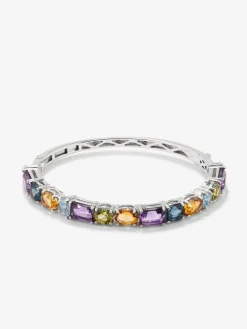 Pulsera r&iacute;gida de plata 925 con gemas multicolor