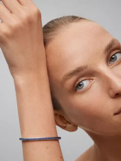 Pulsera r&iacute;gida de plata 925 con zafiros