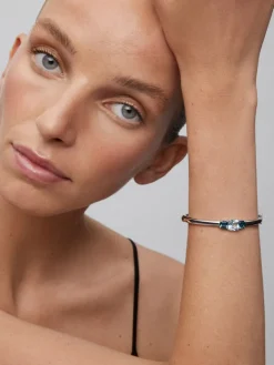Pulsera r&iacute;gida de plata 925 con topacios
