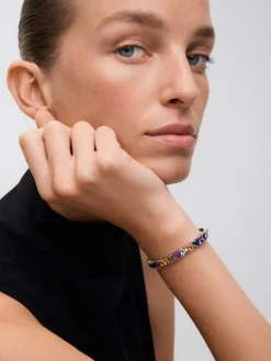 Pulsera r&iacute;gida de plata 925 con gemas multicolor