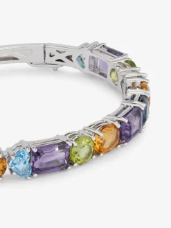Pulsera r&iacute;gida de plata 925 con gemas multicolor
