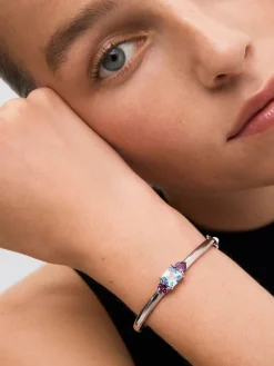 Pulsera rígida de plata 925 con topacio y amatistas