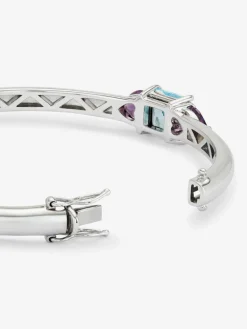 Pulsera rígida de plata 925 con topacio y amatistas