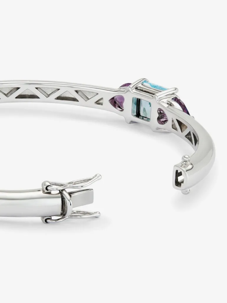 Pulsera rígida de plata 925 con topacio y amatistas