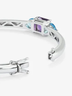 Pulsera rígida de plata 925 con amatista y topacios