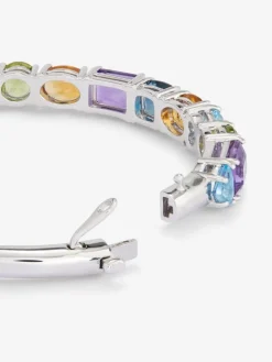 Pulsera r&iacute;gida de plata 925 con gemas multicolor