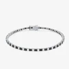 Pulsera riviere de oro blanco de 18K con diamante negro y diamante blanco