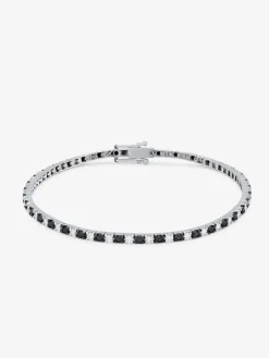 Pulsera riviere de oro blanco de 18K con diamante negro y diamante blanco