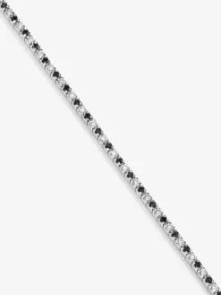 Pulsera riviere de oro blanco de 18K con diamante negro y diamante blanco