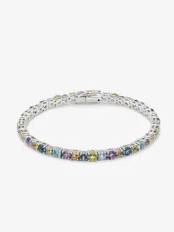 Pulsera riviere de plata 925 con gemas multicolor