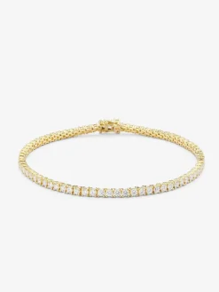 Pulsera rivière de oro amarillo de 18K con diamantes blancos en talla brillante de 3,11 cts