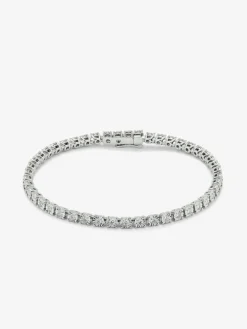 Pulsera rivière de oro blanco de 18K con diamantes en talla brillante de 0,89 cts