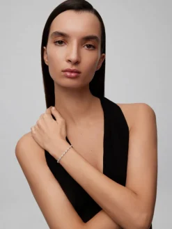 Pulsera rivière de oro blanco de 18K con diamantes en talla brillante de 2,82 cts