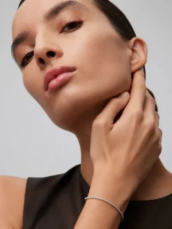 Pulsera rivière de oro blanco de 18K con diamantes en talla brillante de 0,09 cts