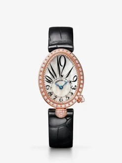 Reloj Breguet Reine de Naples de oro rosa de 18K, n&aacute;car y diamantes, pulsera de piel, con cristal de zafiro y movimiento mec&aacute;nico