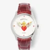 Reloj de acero inoxidable y pulsera de piel, con cristal de zafiro y movimiento de cuarzo