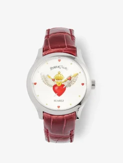 Reloj de acero inoxidable y pulsera de piel, con cristal de zafiro y movimiento de cuarzo