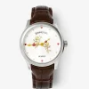 Reloj de acero inoxidable y pulsera de piel, con cristal de zafiro y movimiento de cuarzo