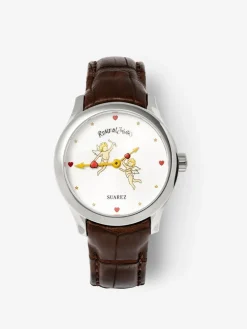 Reloj de acero inoxidable y pulsera de piel, con cristal de zafiro y movimiento de cuarzo