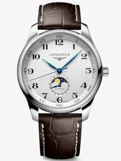 Reloj de acero inoxidable con correa de piel de caim&aacute;n marrón, cristal de zafiro y movimiento autom&aacute;tico