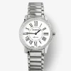 Reloj de acero inoxidable y diamantes blancos en talla brillante, con cristal de zafiro y movimiento de cuarzo