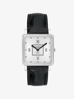 Reloj de acero inoxidable y pulsera de piel, con cristal de zafiro y movimiento de cuarzo