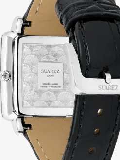 Reloj de acero inoxidable y pulsera de piel, con cristal de zafiro y movimiento de cuarzo