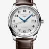 Reloj Longines Master de acero inoxidable con correa de piel de caim&aacute;n marrón, cristal de zafiro y movimiento autom&aacute;tico