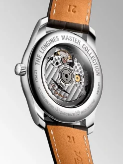Reloj Longines Master de acero inoxidable con correa de piel de caim&aacute;n marrón, cristal de zafiro y movimiento autom&aacute;tico