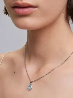 925 silver pendant with pear-cut sky blue topaz