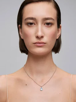 925 silver pendant with pear-cut sky blue topaz