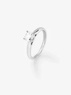Solitario de compromiso de oro blanco de 18K con diamante central de 0,50 quilates